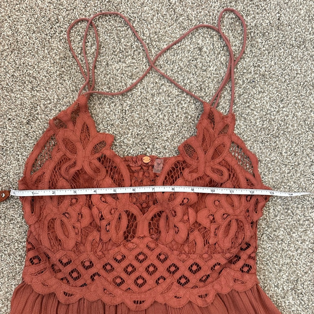 Free People FP One Adella Slip Dress Women’s Large Rust Orange Festival Boho - Picture 11 of 15